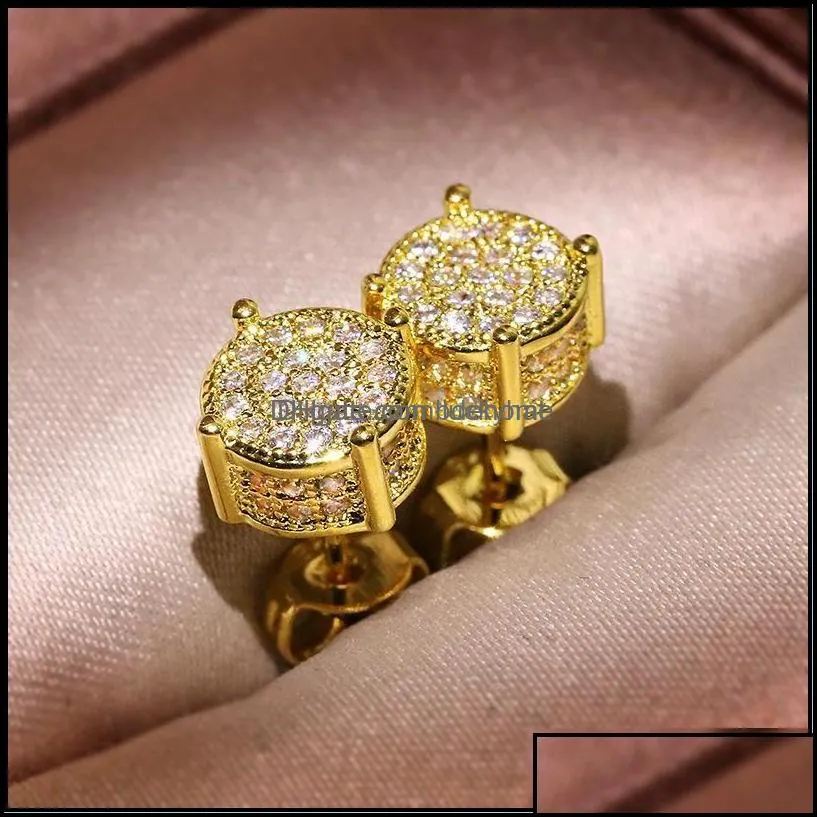 Stud Earrings Jewelry Studs Yellow White Gold Plated Sparkling Cz Simated Diamond For Men Women 159 T2 Drop Delivery 2021 2Wmuq