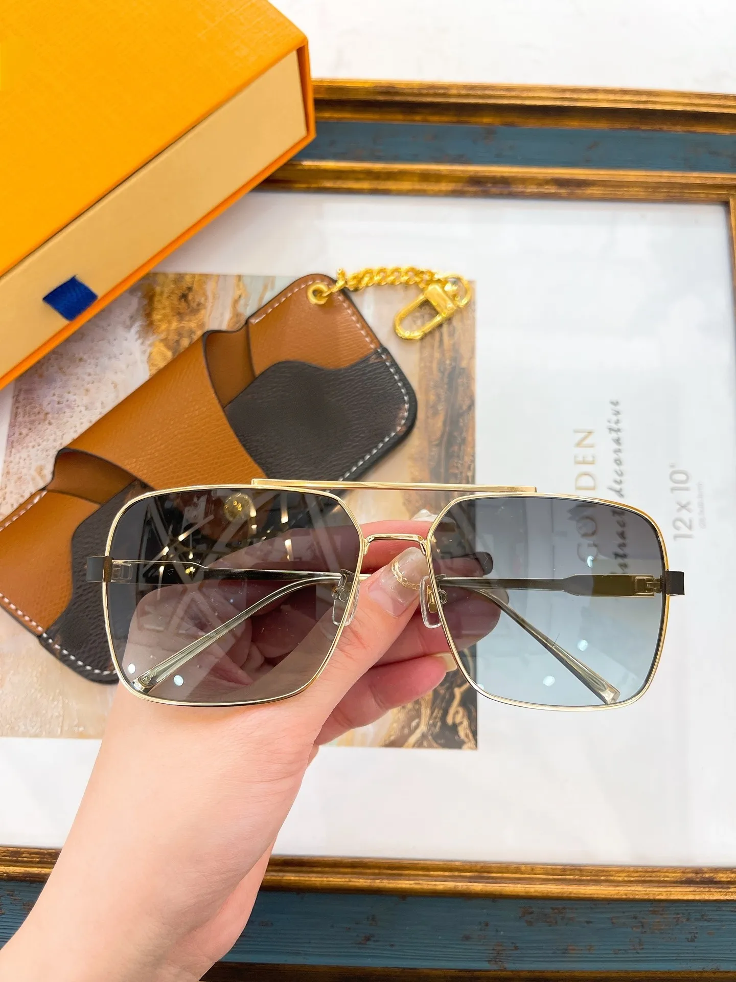 Donkey's new trendy fashion pilot double beam glasses mirror star Xiaohongshu the same square sunglasses