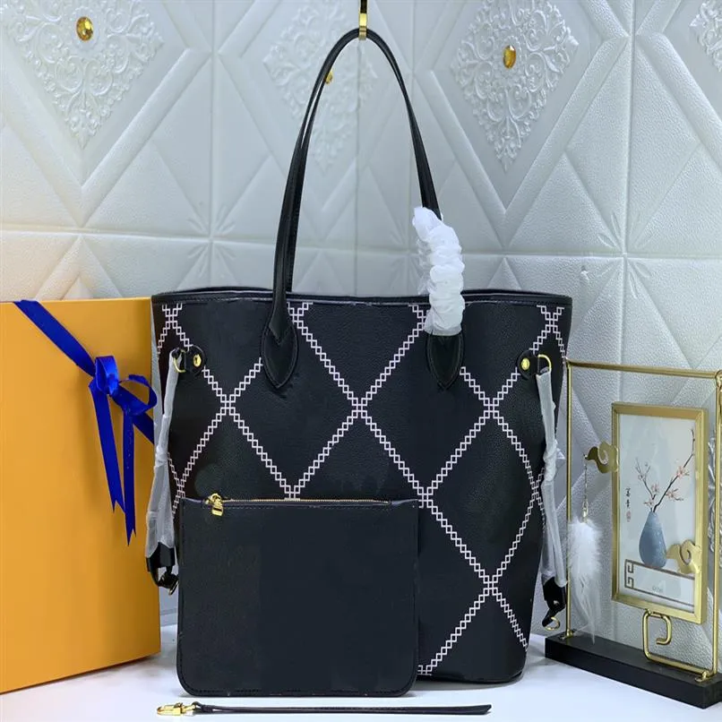 2022 Designer Luksusowa torba zakupowa 2PC Ustaw damską torebkę z portfelem Wysokiej jakości skórzana moda nowa torebki damskie H225V