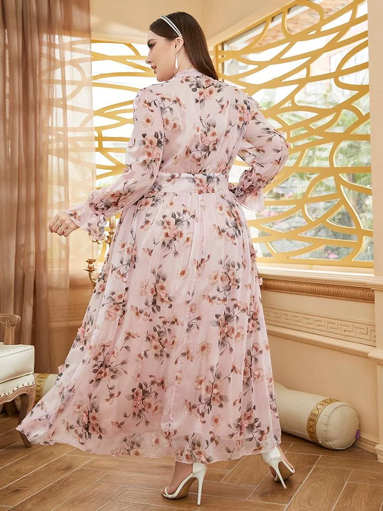 Chic Pink Floral Abaya Maxi Dress For Plus Size Women Perfect For Evening  Parties, Weddings, And Festivals In Spring 2022 P297b From Ugrif, $29.54