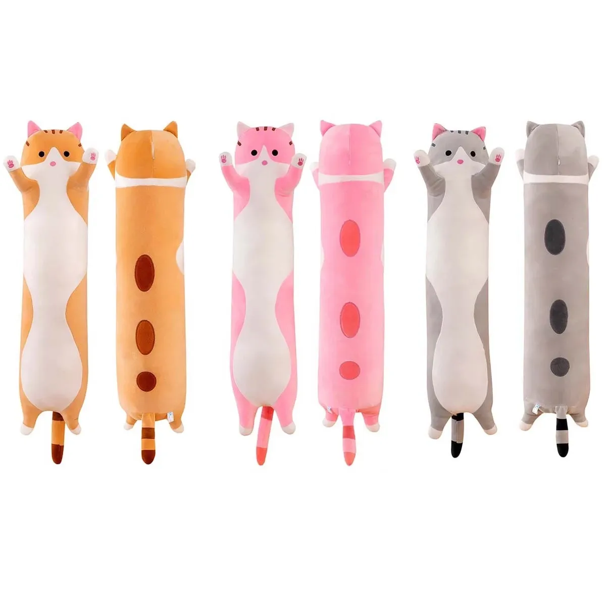 Sevimli 50 cm uzunluğunda kedi oyuncakları elastik doldurulmuş peluş peluş squishy kedi yastık yastığı sevimli dostum kahverengi pembe gri toptan sxaug05