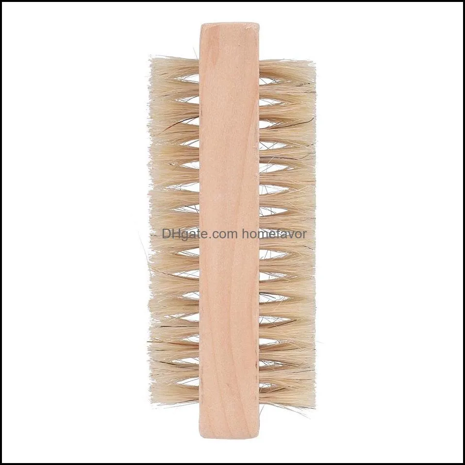 wood nail brush two-sided natural boar bristles wooden manicure nail brushs hand cleansing brushes