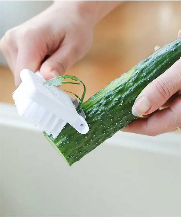 5 in One Plastic Fruit Vegetable Peeler with Cleaning Brush Peeling Knife Grinding Garlic Bottle Opener Kitchen Gadgets Tools clephan
