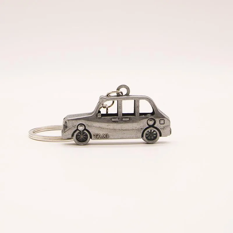 3D Taxi Simulation Model Car Classic Keychain Handcrafted Metal Alloy Key Chain Keyring Creative Idea Fashionable Decoration Party Favor MJ0439