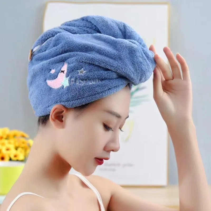 Women Girl`s Magic Microfiber Shower Cap Towel Bath Hats for Woman Dry Hair Caps Quick Drying Soft Lady Turban Head 20220422 E3