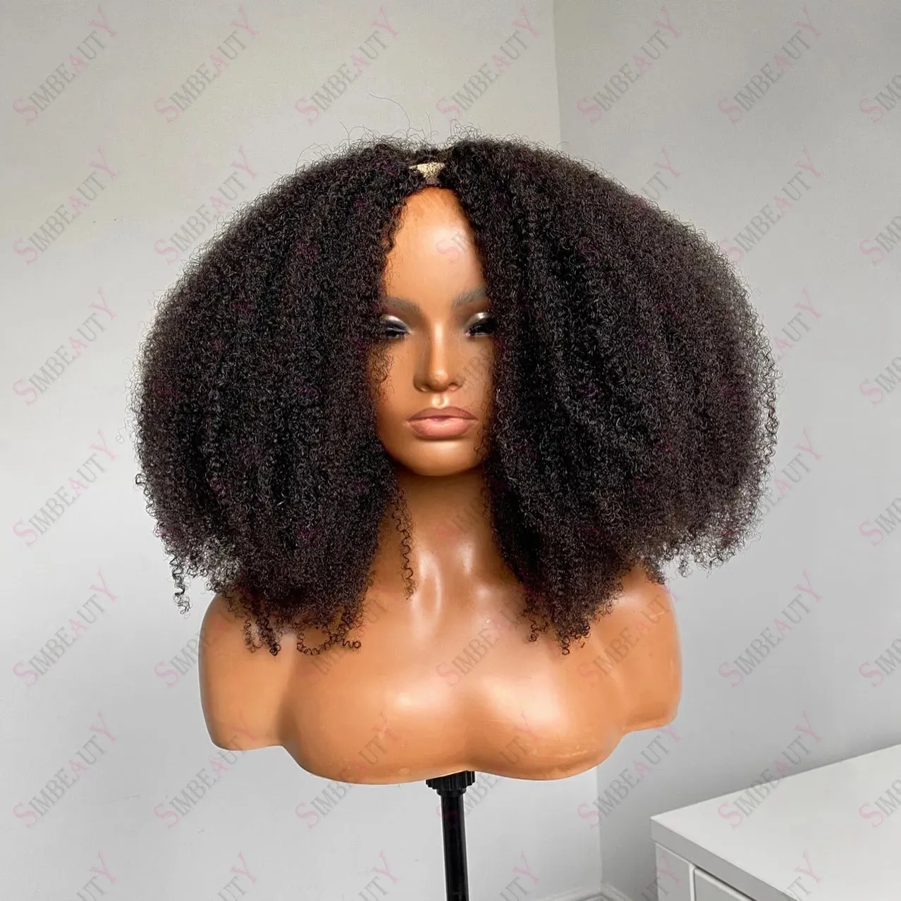 Cabelo curly 1x4 U Parte da peruca Human Human Natural Virgin Virgin Virgin Virgin Density 250 para mulheres negras Máquinas cheias feitas