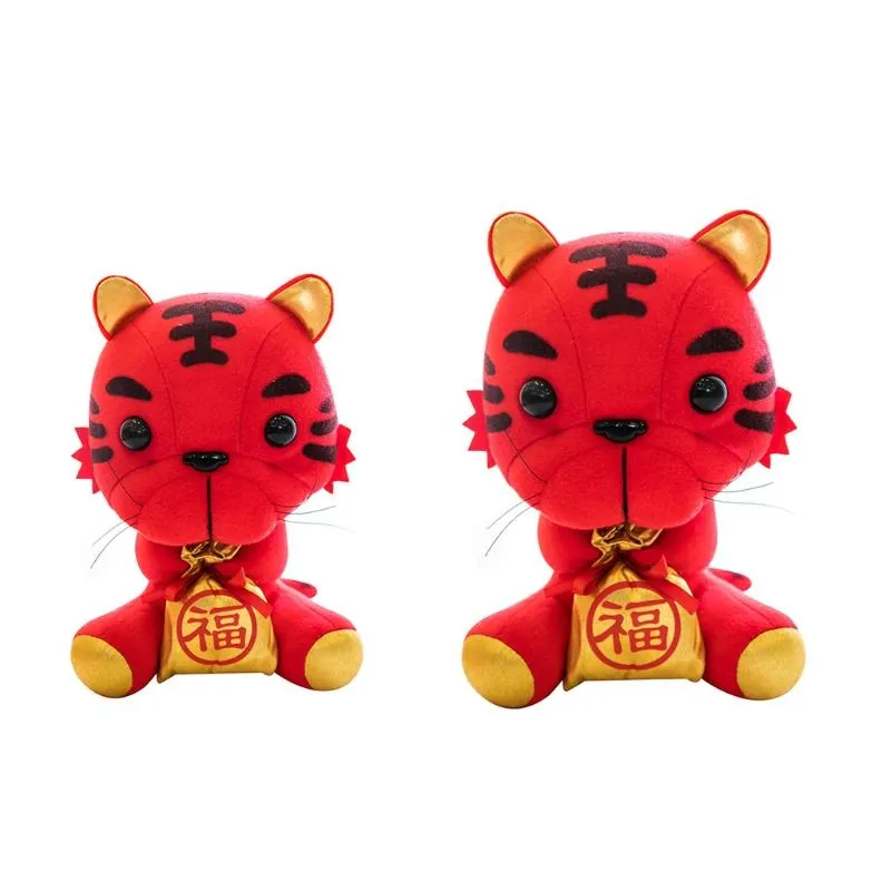 Dekorativa Objekt Figuriner Tiger Doll År 2022 Kinesisk Zodiac Animal Plush Toy för Hem Sovrum Vardagsrum Dekoration Hängande A