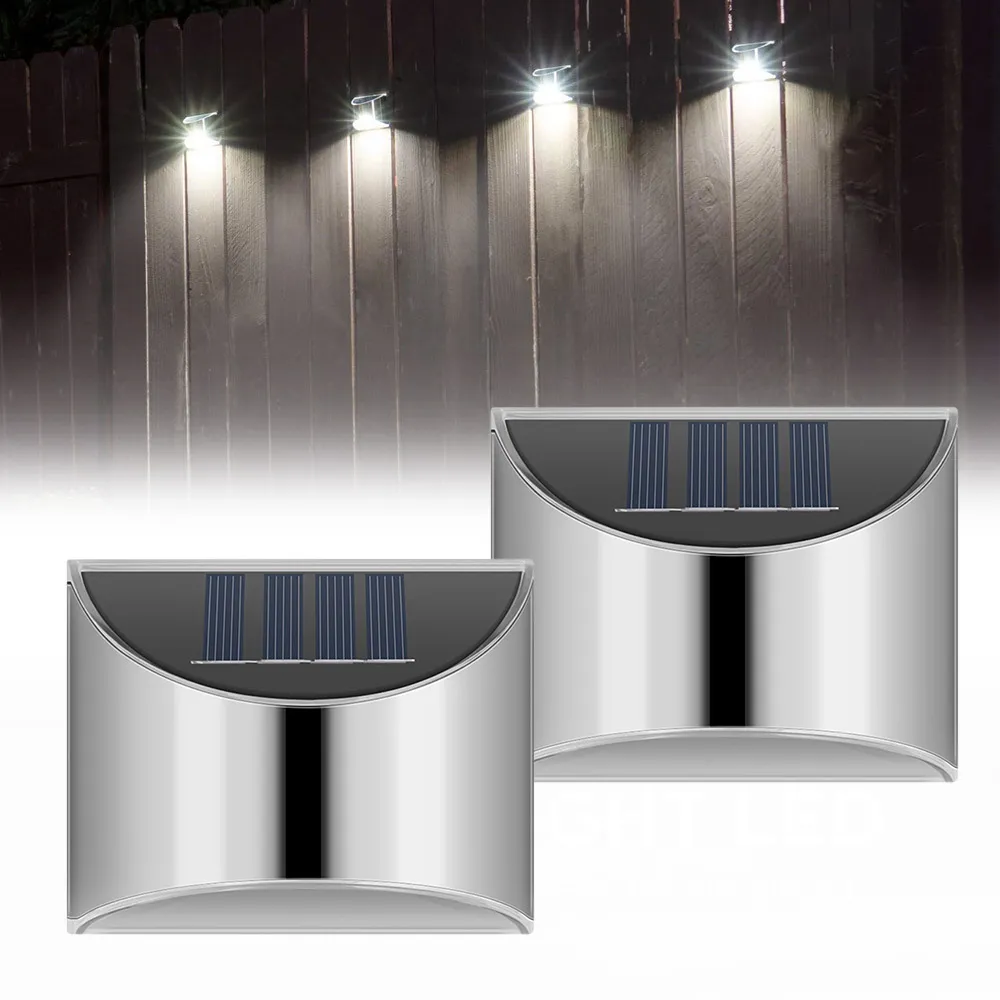 LED solar lighst lâmpada de parede escadaria luz material aço inoxidável controle luz controle sempre brilhante à prova d 'água decorativa