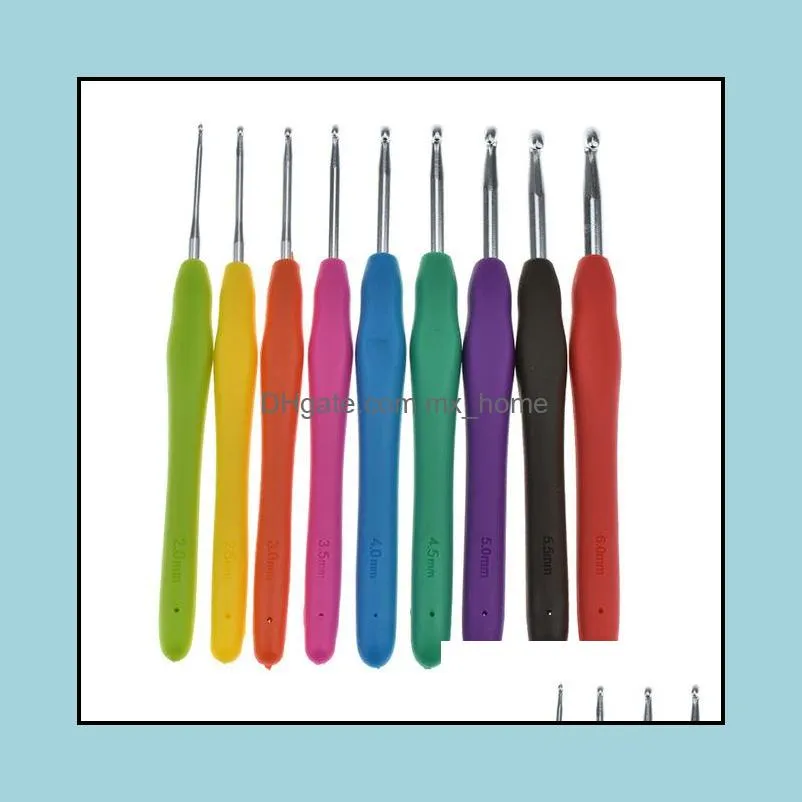 9PC/Set Metal Crochet Hook Knitting Needles Crochet Tool with Soft Handle DIY Knitting Needles