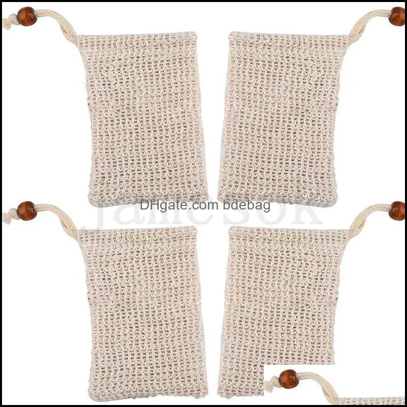 Neatening Mesh Soap Saver Pouches Holder For Shower Bath Foaming Natural Bath Bag Sisal Shower Soap Bag dc632