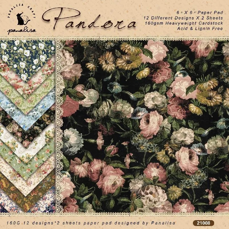 Gift Wrap Panalisacraft 24 Sheets 6"X6" Flower Patterned Paper Pad Scrapbooking Pack Handmade Craft Background CardGift