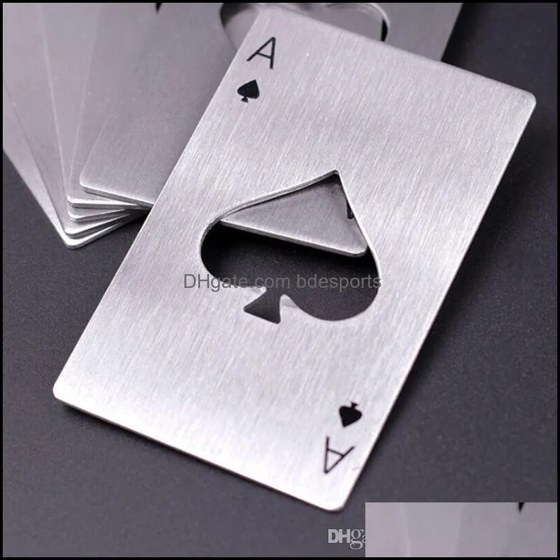 New Stylish Black Beer Bottle Opener Poker Playing Card Ace of Spades Bar Tool Soda Cap Opener Gift Kitchen Gadgets Tools LX5804