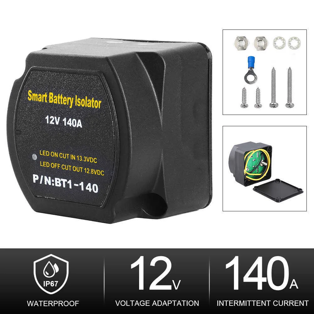 12V 140A Dual Smart Battery Isolator Relay Spänningskänslig reläskydd VSR Split Charge for Car RV Boat Marine Turck