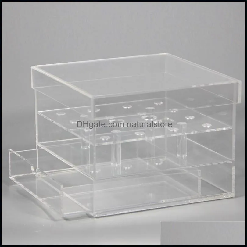 New Clear Acrylic Rose Flower Box With Drawer Makeup Organizer Valentine`s Day Wedding Gift Flower Drawer Box With Cover Wholesale