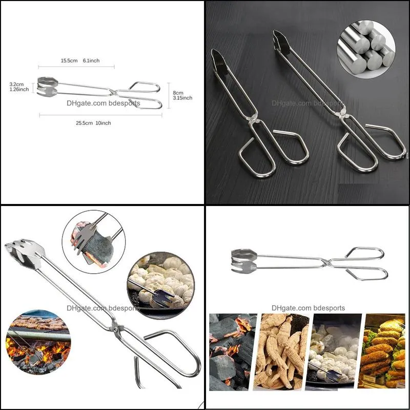 Stainless Steel Food Clip Barbecue Carbon Clip with Long Handle Grilled Food Clip Barbecue Accessories Portable Outdoor BBQ Tongs