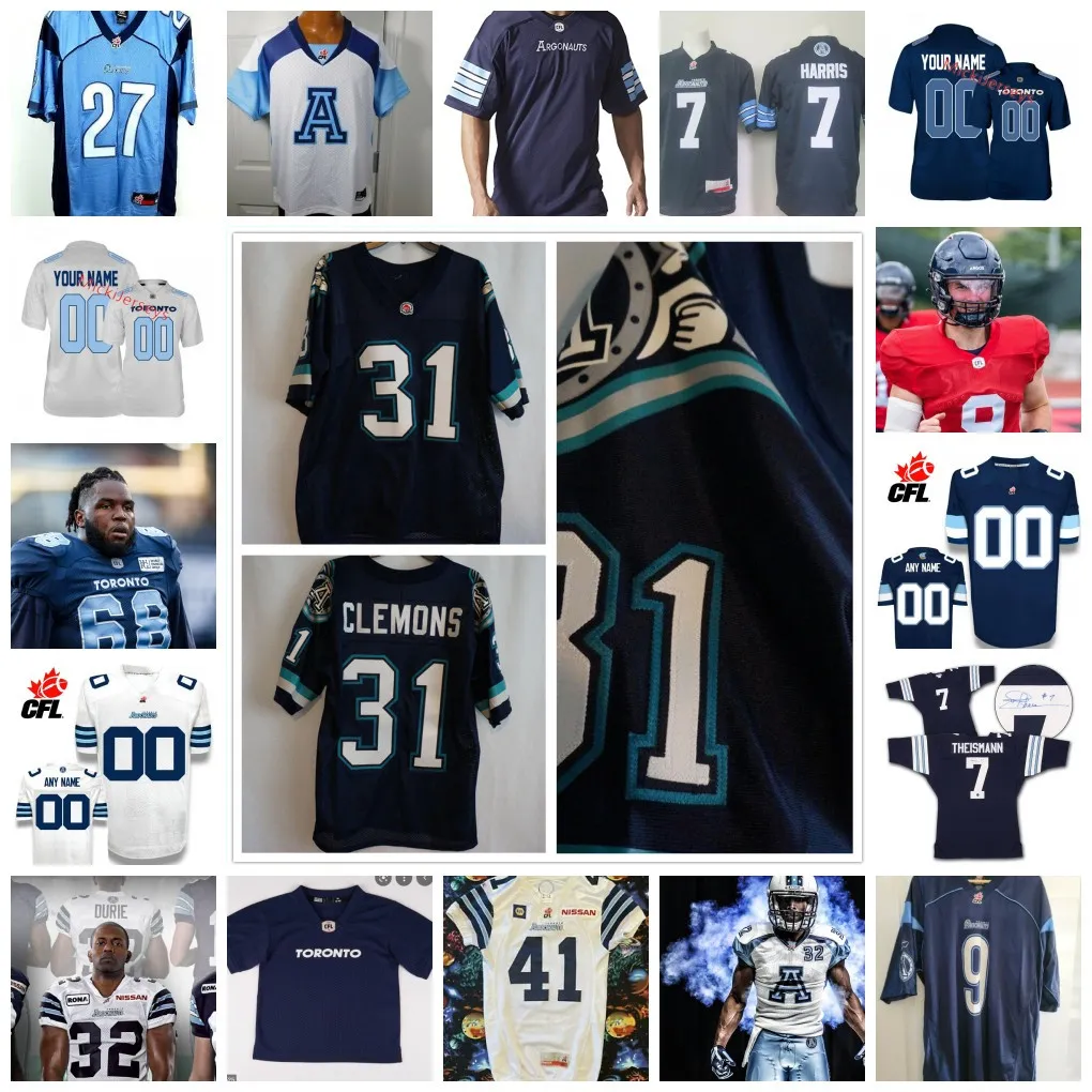 Custom Stitched Toronto Argonauts CFL Football Jersey Polyester Mens Womens Sizes Anti Bacterial 2024 Season