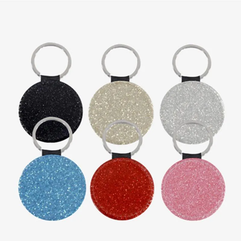 Décorations de Noël 50 pcs/Lot Sublimation porte-clés en cuir blanc pendentif mode transfert de chaleur rond bricolage porte-clés fournitures de cadeaux créatifs