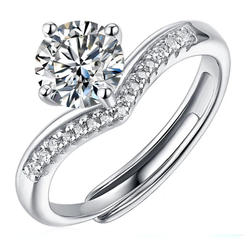 925 Wedding zaręczynowy Pierścień Moissanite Luksus 1 karat 925 Srebrne pierścienie dla kobiet z certyfikatem GRA