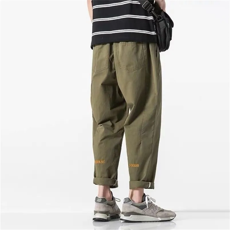 Men's Pants Wide Men Loose Baggy Harem 5XL Plus size Ankle length Trousers Black With Belt Joggers Sport Sweatpants 100 Cotton 220827