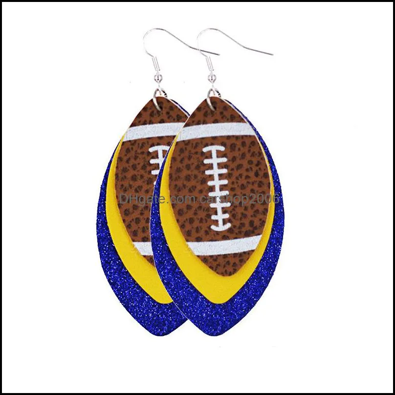 football dangle earrings multi-layer pu leather drop earring european and american style for women girls charm jewelry o29fza