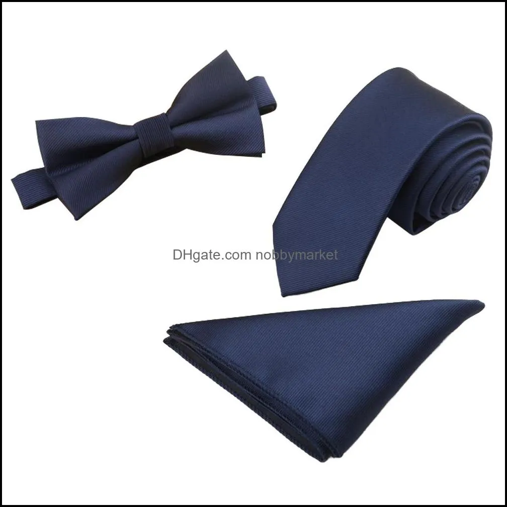 Men Tuxedo Jacquard Woven Necktie Bow Tie Handkerchief Party Pocket Square Set BWTQN0086