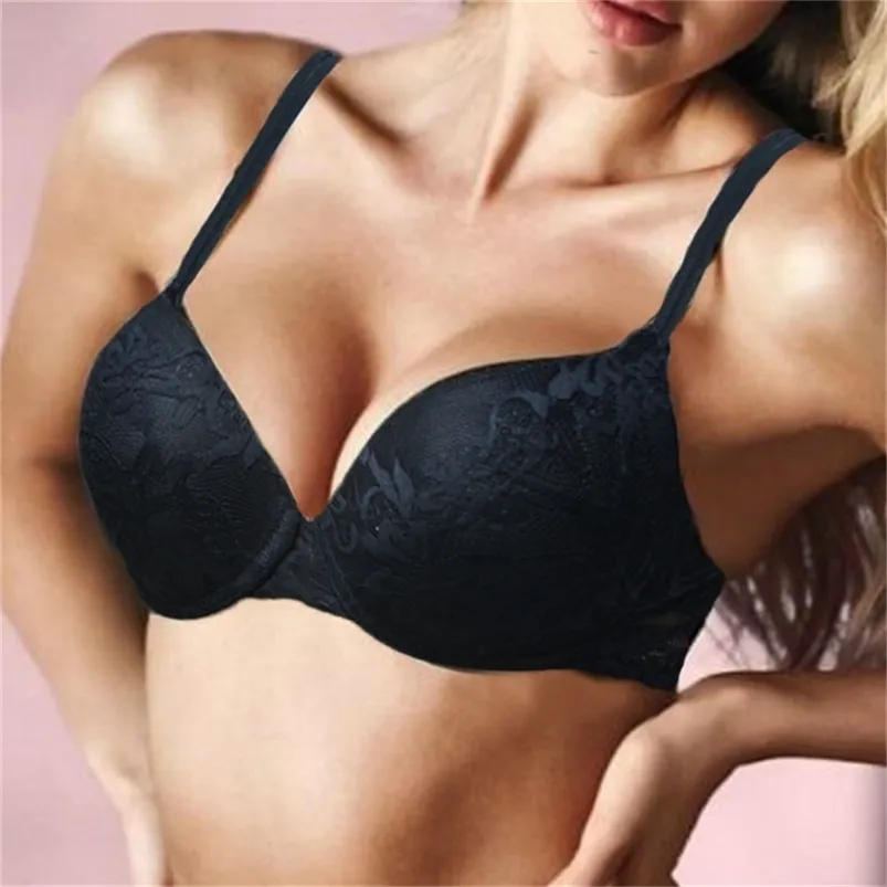 Women Sexy Underwire Padded Push Up Embroidery Lace Bra 32 34 36 38 40 42  44 A B C D E Brassiere Bra Push Up Bra Plunge Lingerie LJ200821 From Luo02,  $10.24