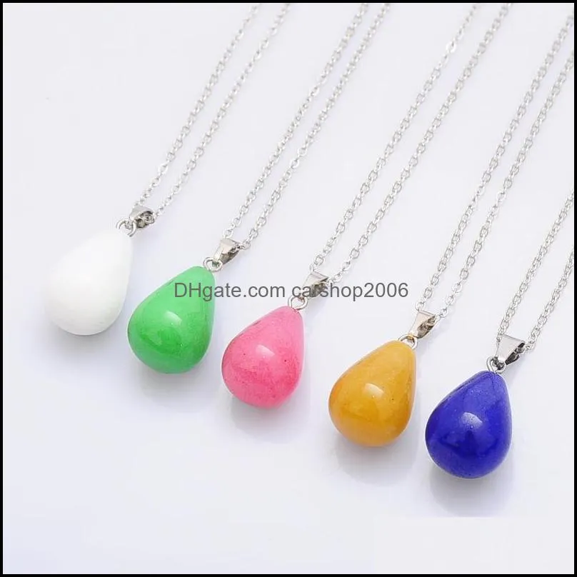 necklaces stone pendant necklace for girs nature stones drop pendants silver chain necklaces fashion jewelry free shipping 0025wh