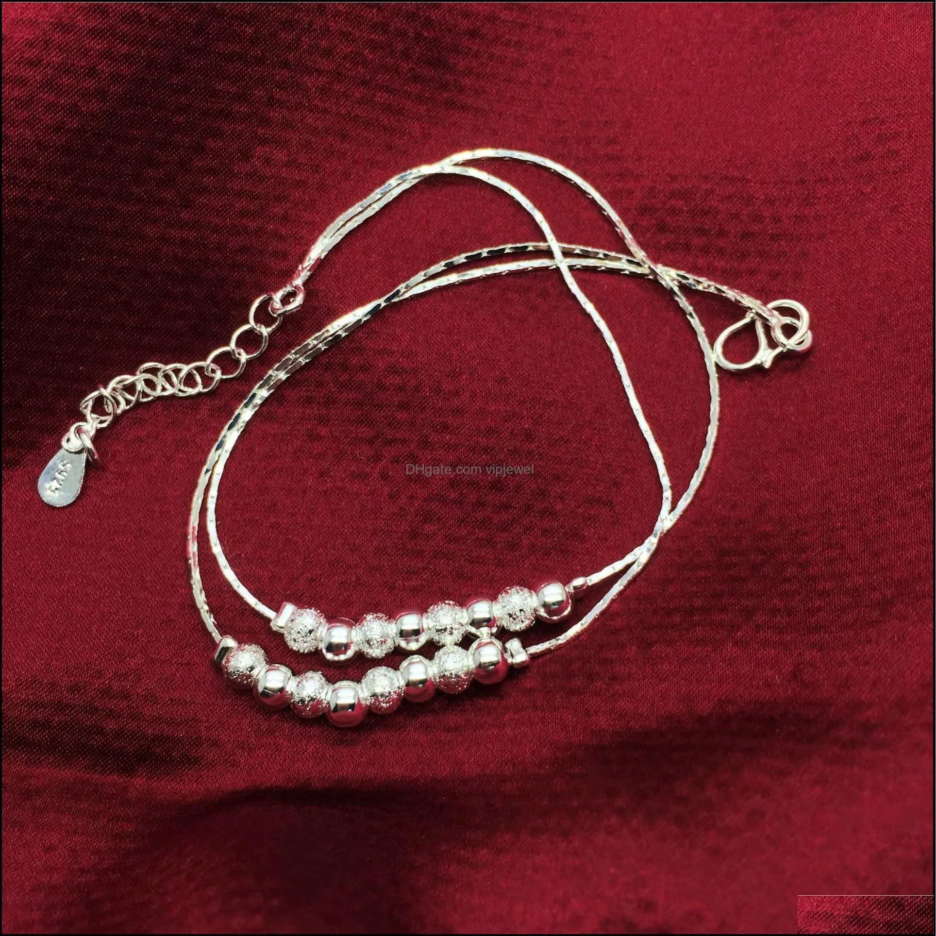 sexy ankle bracelets beach jewelry new 925 sterling silver double layers anklets jewelry for women boot foot jewelry