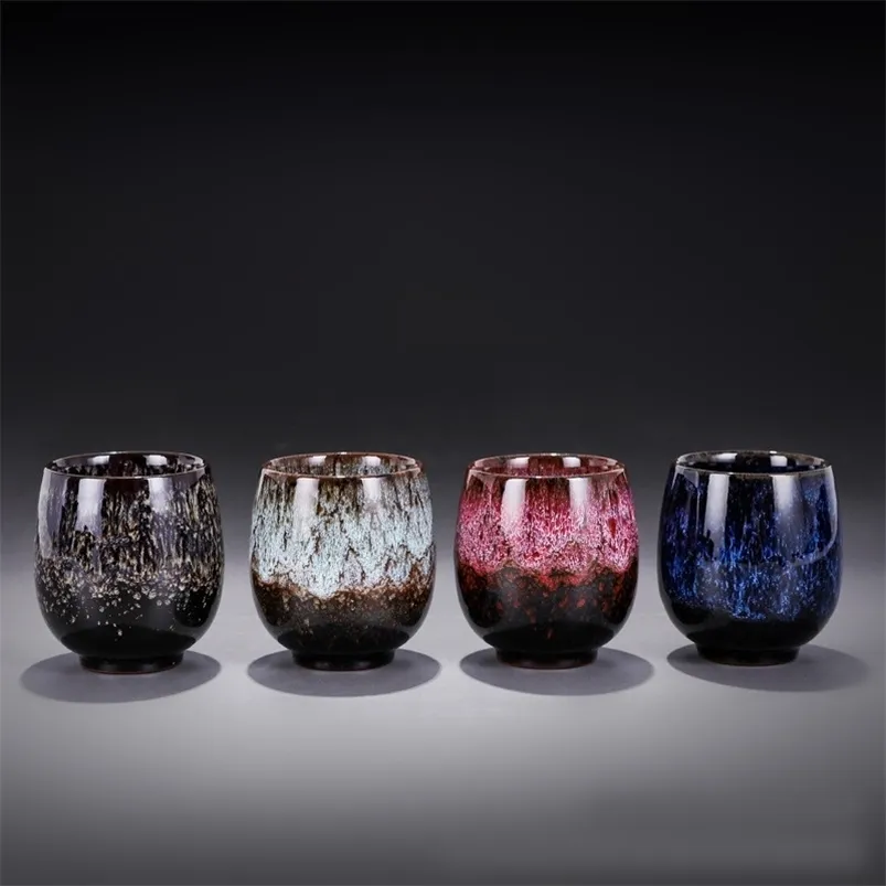 Kung Fu Tea Set Kiln焼きTianmu Rabbit Hair Writing Brush Glaze Jianzhan CeramicシングルカップティーカップマスターLJ200821