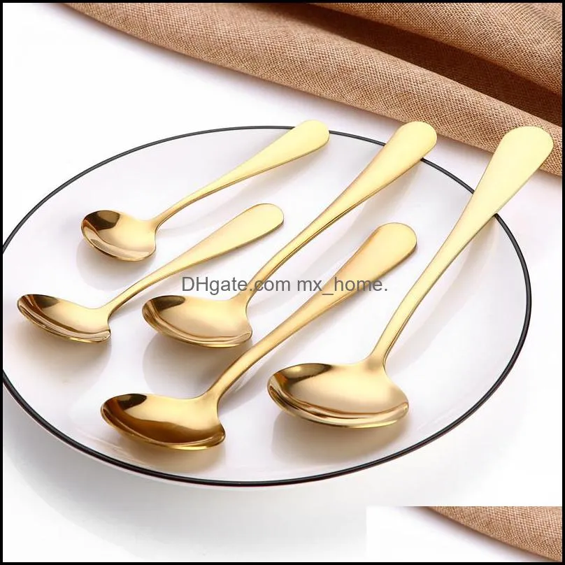 Golden Tea Spoon Stainless Steel Mini Gold Coffee Spoon For Milk Tea Small Dinnerware Tableware Kitchen Dining Tools LX0090