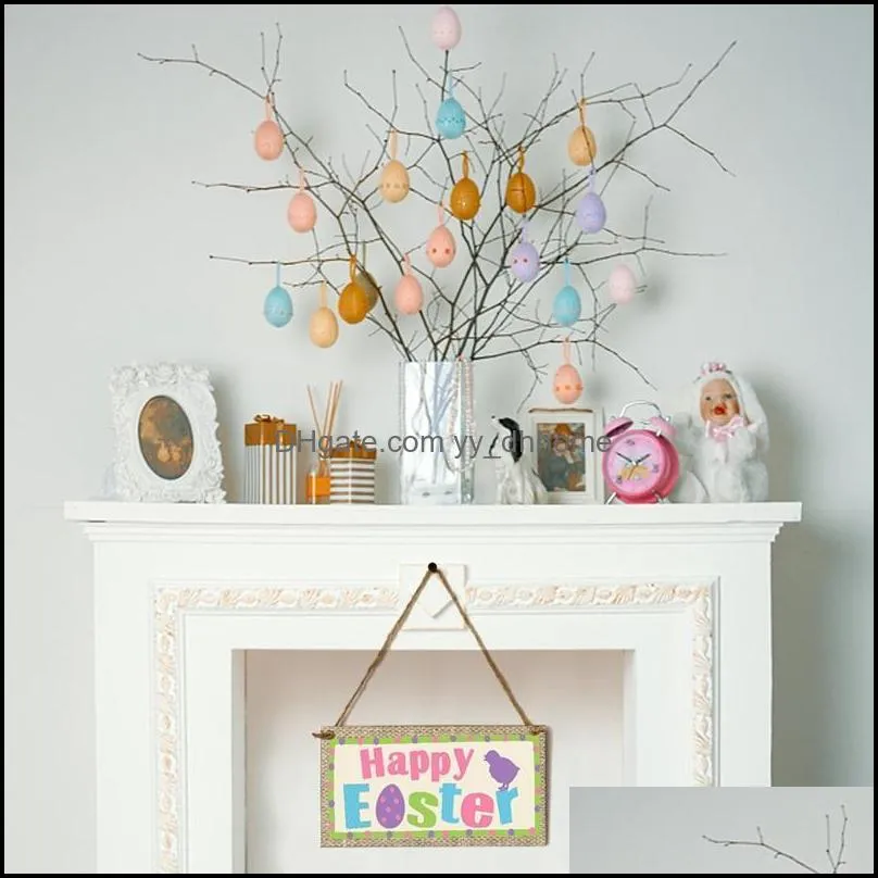 NEWEaster Decoration for Home Wooden Hanging Rabbit Pendant Ornament Happy Easter Party Wall Door Decor Sign 20x10cm RRD12405