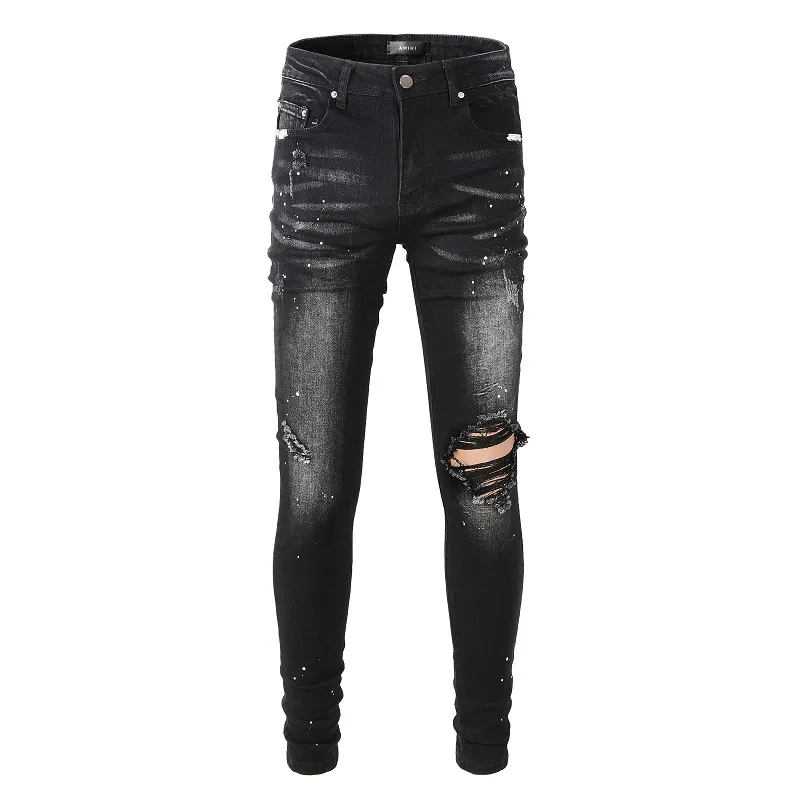 Designer black best sale ripped jeans mens