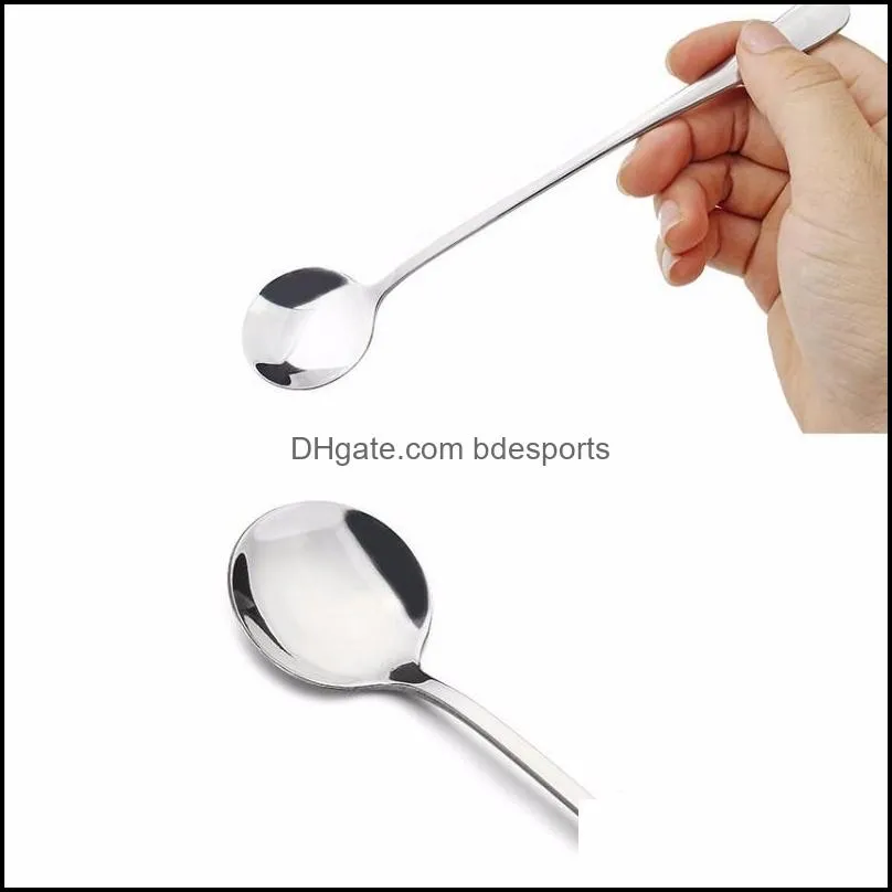 Chic 2Pcs Slim Long Handle Stainless Steel Tea Coffee Spoons Ice Cream Cutlery