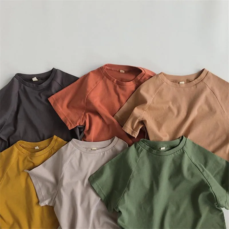 T-shirt da uomo Estate T-shirt per bambini Moda Solid Girls Tees Manica corta in cotone Ragazzi Top Coreano Casual Abbigliamento per bambini ForMen's