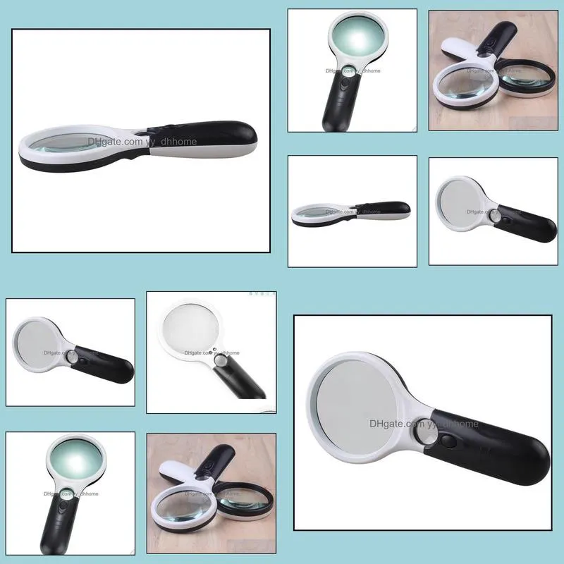 hot handheld illuminated magnifier 3x 75mm 45x 22mm dual loupes identifying magnifying glass 3x 45x led light jewelry loupe sn2980