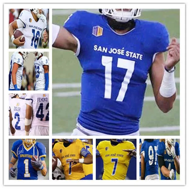 Chen37 Custom College San Jose State Spartans SJSU voetbaljersey Nick Starkel Tyler Nevens Bailey Gaither Kyle Harmon Kairee Robinson Tre Walker