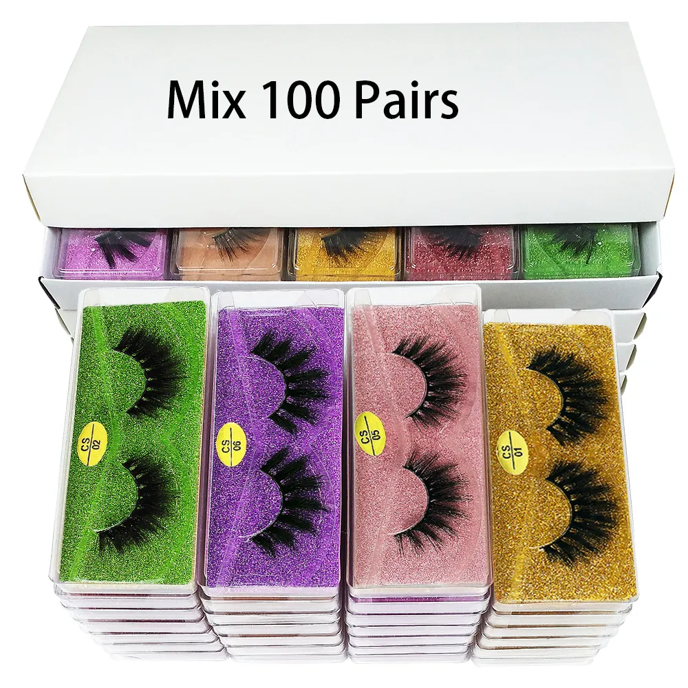 Cils de vison en gros 30/50/100 paires de cils de vison 3D naturel faux cils Pack vendeurs maquillage faux cils articles en vrac