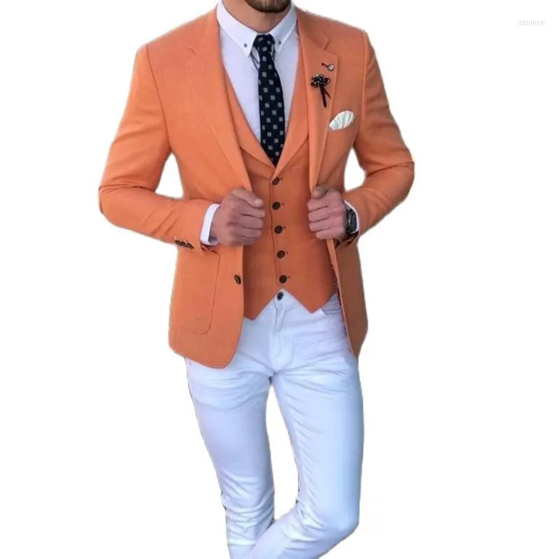 Erkekler Suits Blazers Klasik Mens Dam Smokin İnce Fit Çentikli Yakel Blazer Üç Parça İş Ceket Pantolon Yelek Man Terzi
