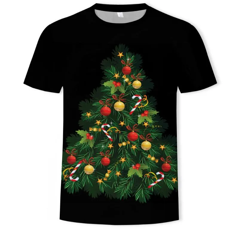 Erkek Tişörtler Erkek Tişört Markası Tasarımı Noel Noel Baba Ağacı Kardan Adam Batı Tatil 3D Baskı Kişiselleştirilmiş T-Shirmen's