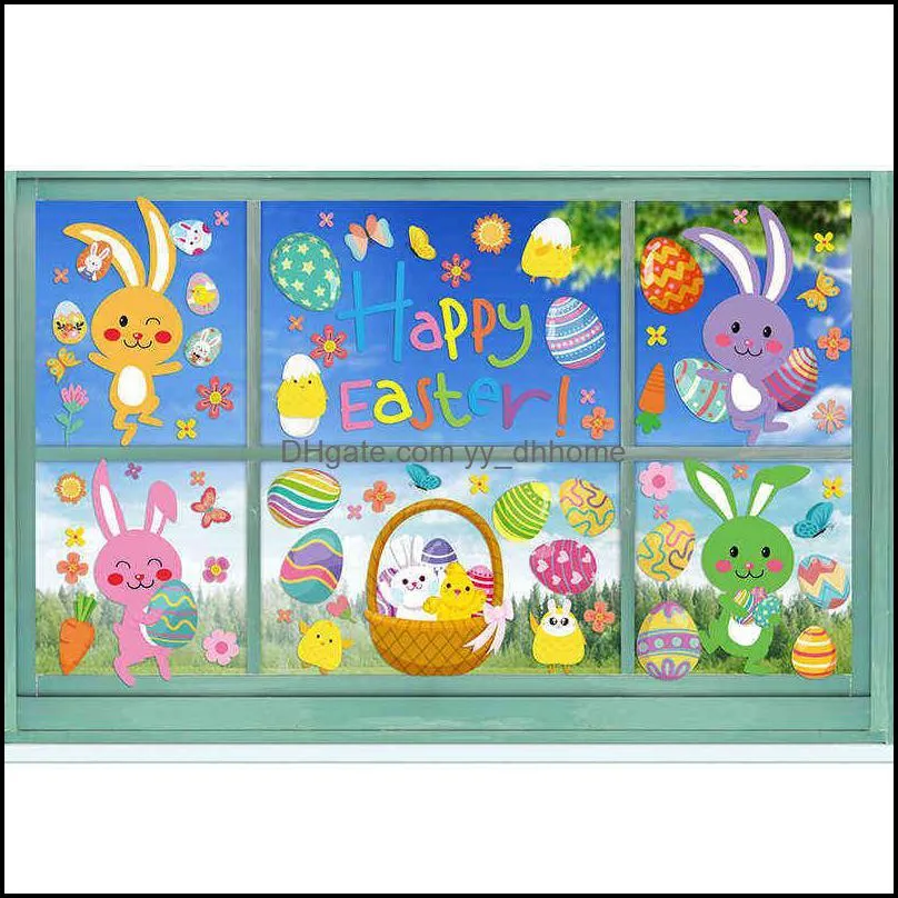 Altre forniture per feste festive 9 fogli/set Easter Egg Bunny Kawaii Diy S Dherv