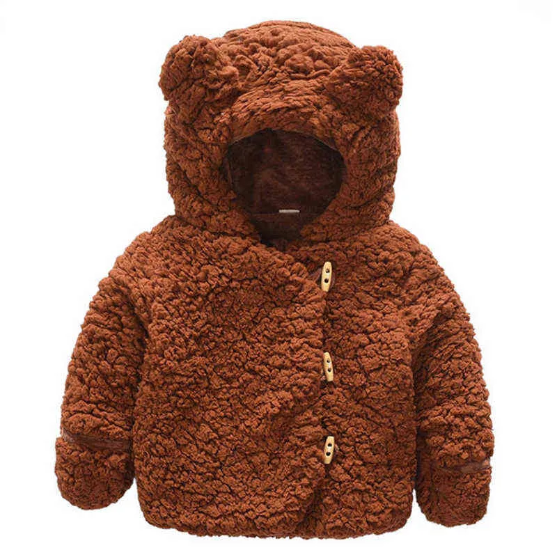 0-2 anni Baby Boy vestiti di alta qualità spessa calda giacca bambino carino peluche orso ragazze giacca autunno inverno con cappuccio bambini capispalla J220718