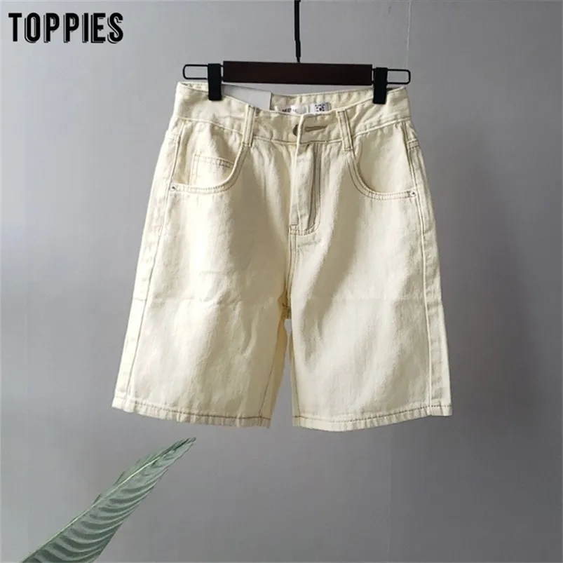 Toppies short en jean blanc pour femmes taille haute short droit été mode coréenne streetwear T200701