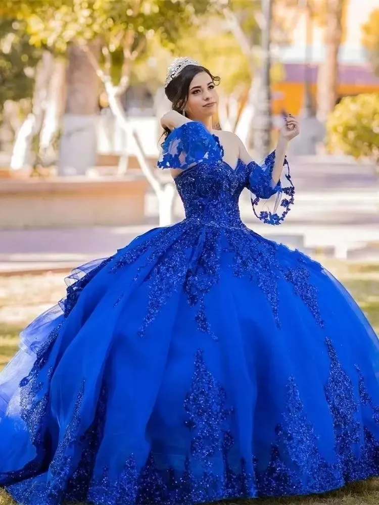Royal blue and rose gold dress top