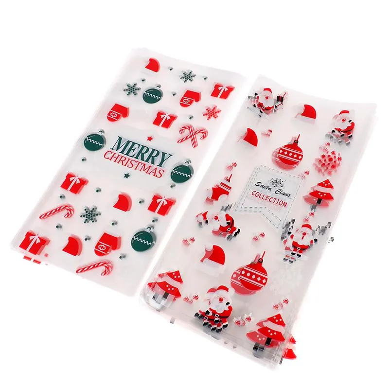 Cadeau cadeau 50 / 100pcs Noël clair bonbons traiter sacs téléphone portable transparent goody sac d'emballage pour biscuits souvenirs 27x13cmgift