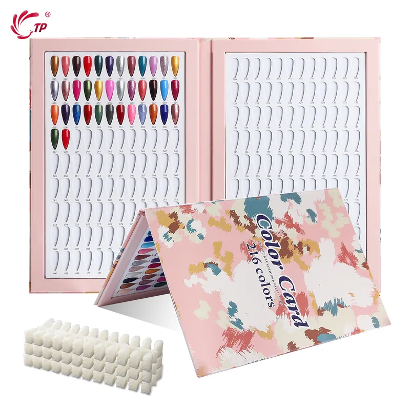 216 Colors Nail Tips Display Book DIY Nail Art Showing Shelf Gel Nail Polish Color Card Chart Painting Dedicated Display Board 220726