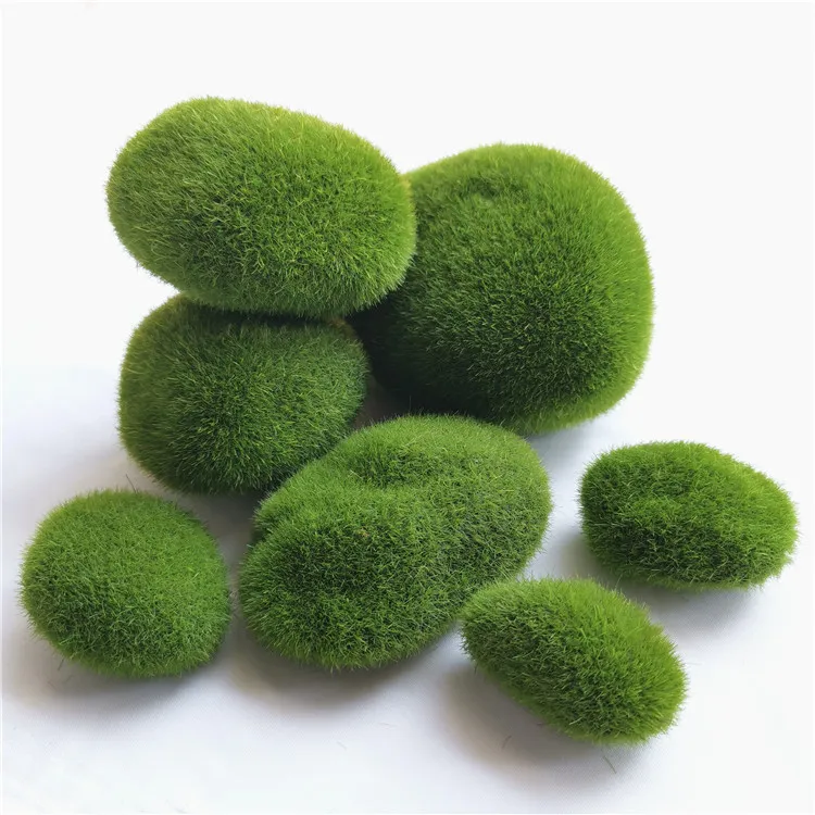 Faux Rocks Moss Covered Decorative Garden Home Decorations Green Balls Artificial Floral Decor G98577