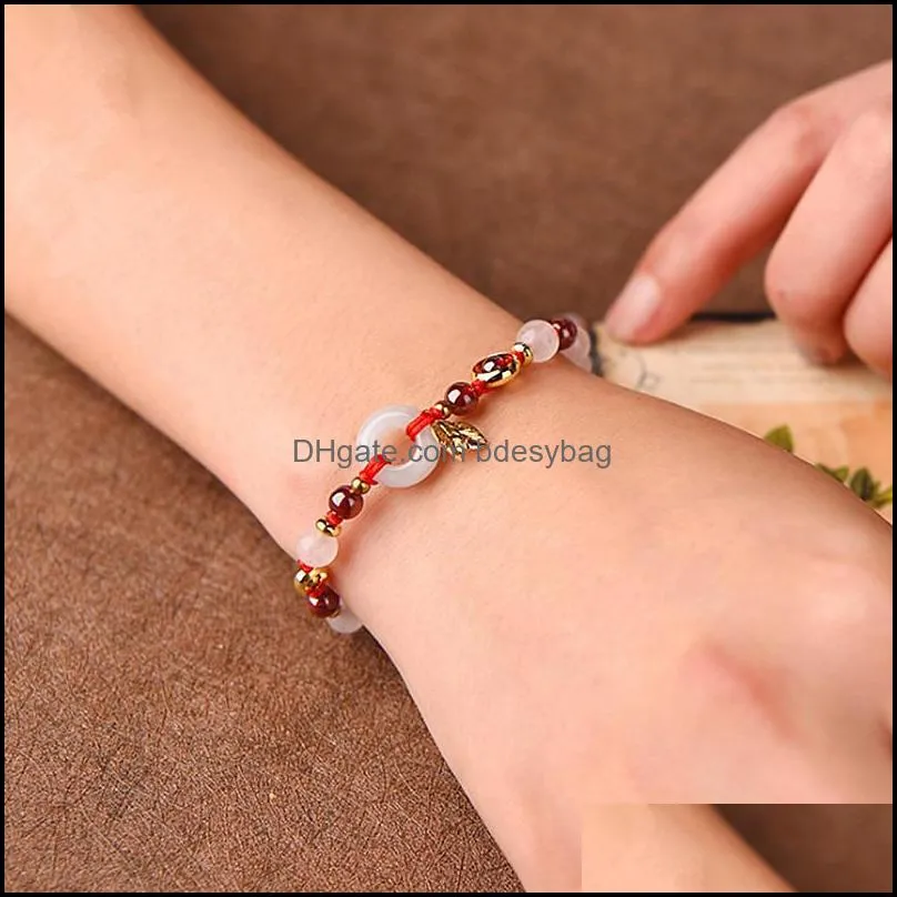 beaded strands yanting powder crystal beads bracelets for women natural stone garnet girls bracelet adjustable size ethnic 018beaded