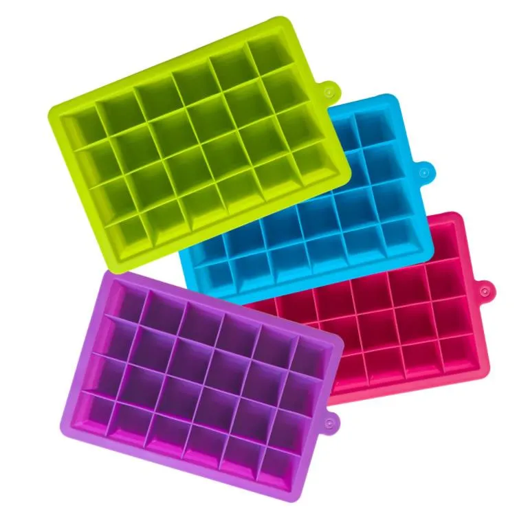 24 Grid DIY Big Ice Cube Mold Tool Forma quadrata Vassoio per ghiaccio in silicone Easy Release Maker Creativo Home Bar Utensili da cucina SN4585
