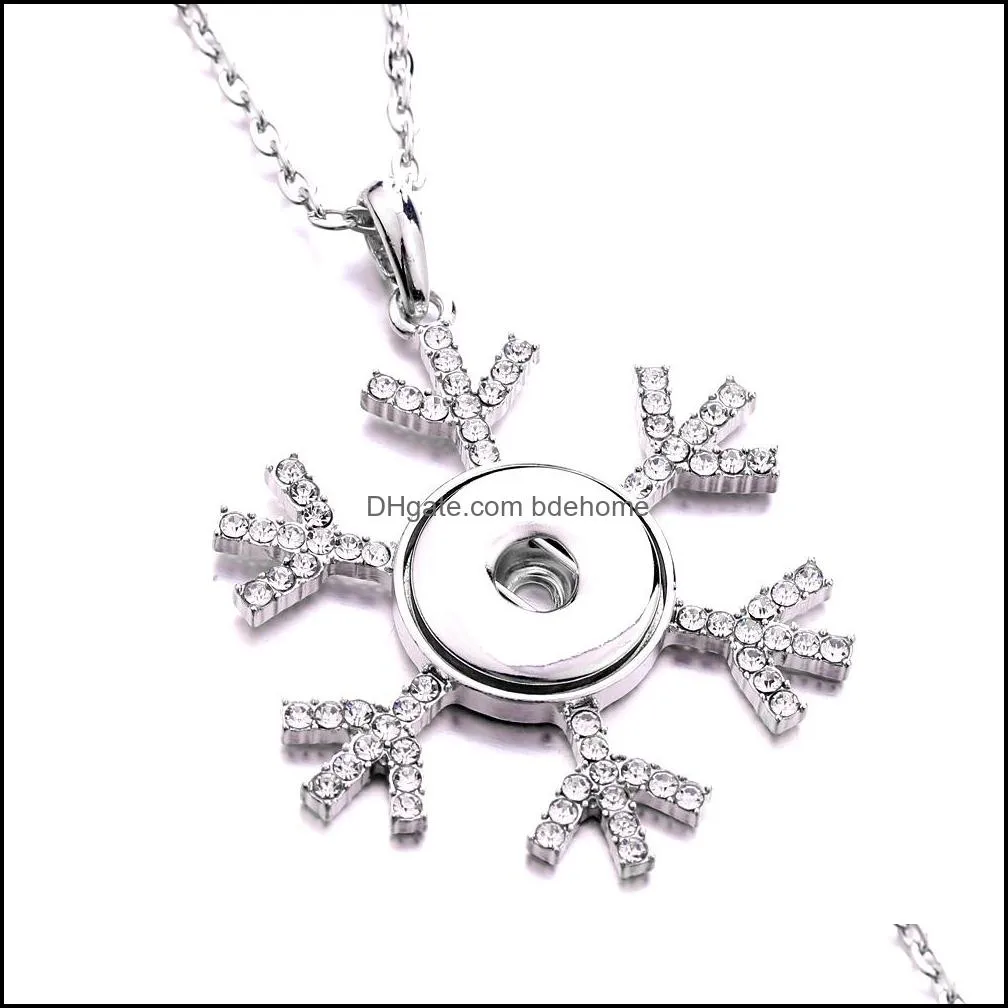 fashion snowflake crystal snap button necklace 18mm ginger snaps buttons charms necklaces for women jewelry