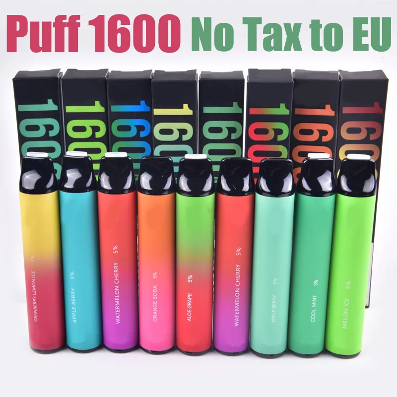 E Cigarettes 1600 Puffs Disposable Vape Pen Starter Kit Pre Filled 6